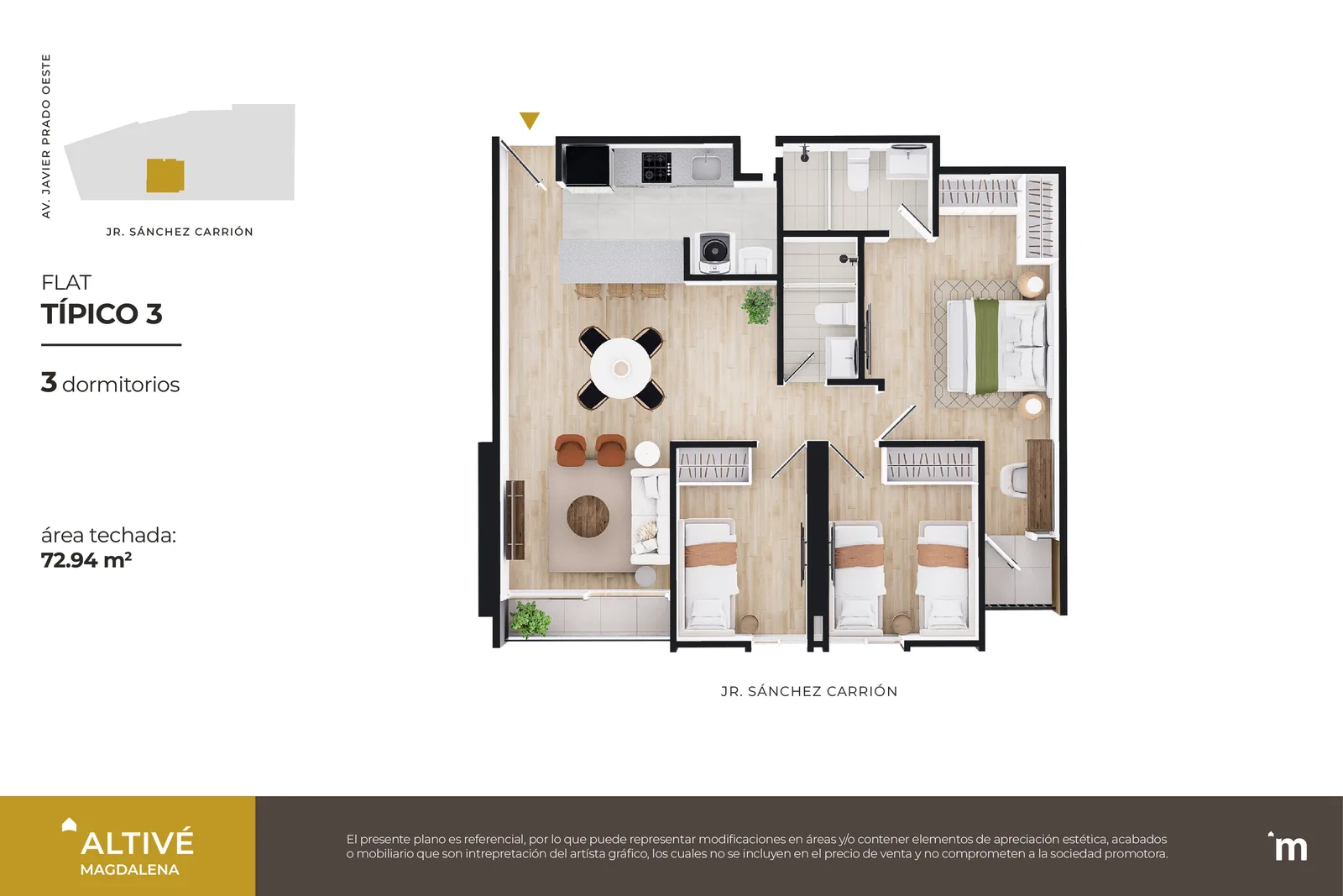 Modelo Flat Típico 03 · Pisos 3, 8, 10, 12