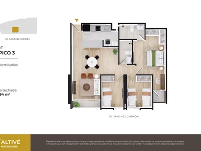 Modelo Flat Típico 03 · Pisos 3, 8, 10, 12