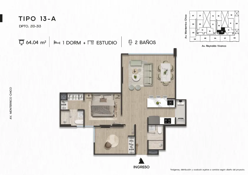 Modelo TIPO 13-A · Pisos 2 y 3