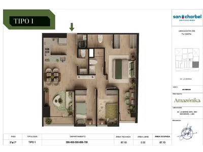 Departamento 3 dorm. 67.15 m²
