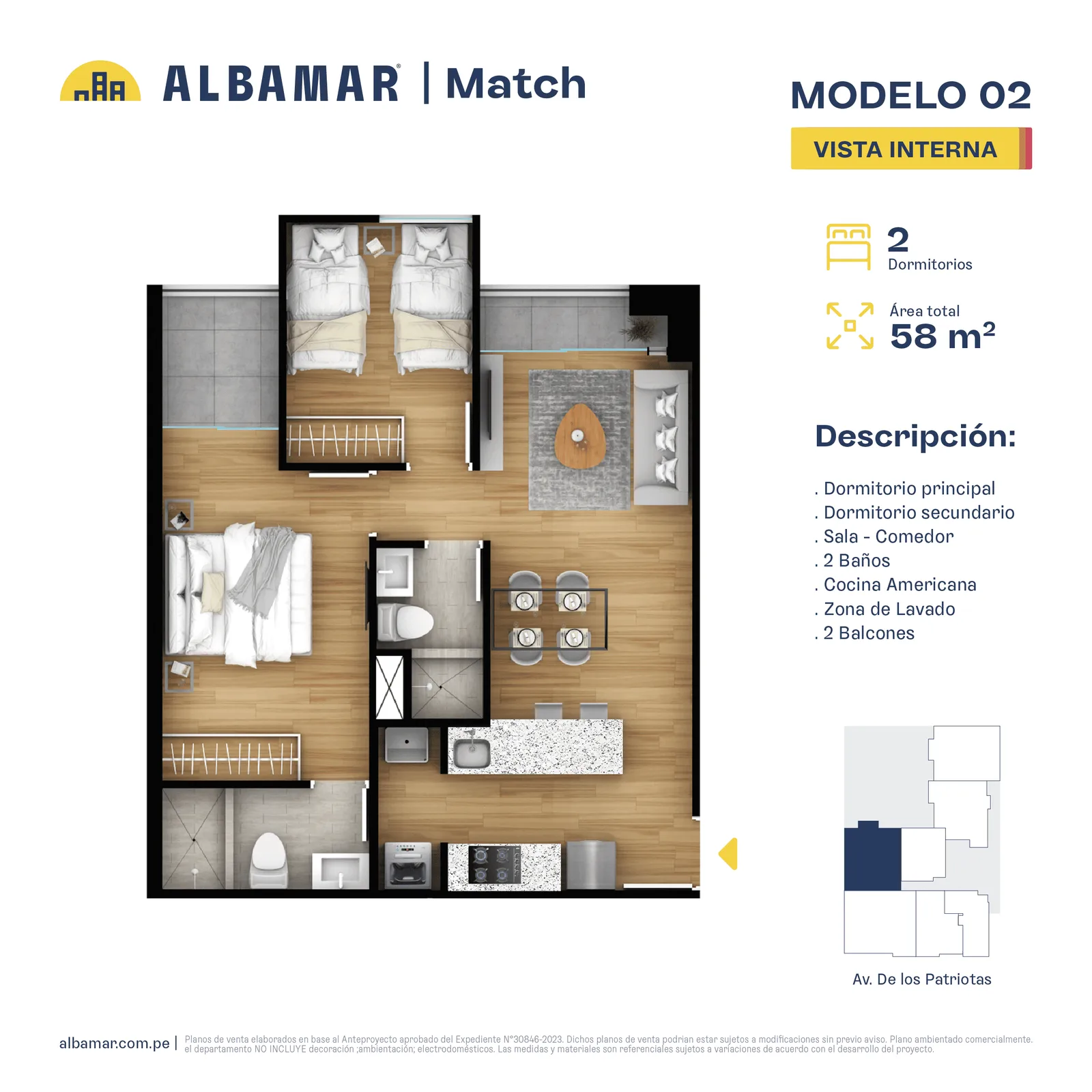 Modelo TIPO 2 · Pisos 2 al 20