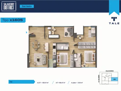Departamento 3 dorm. 108.47 m²