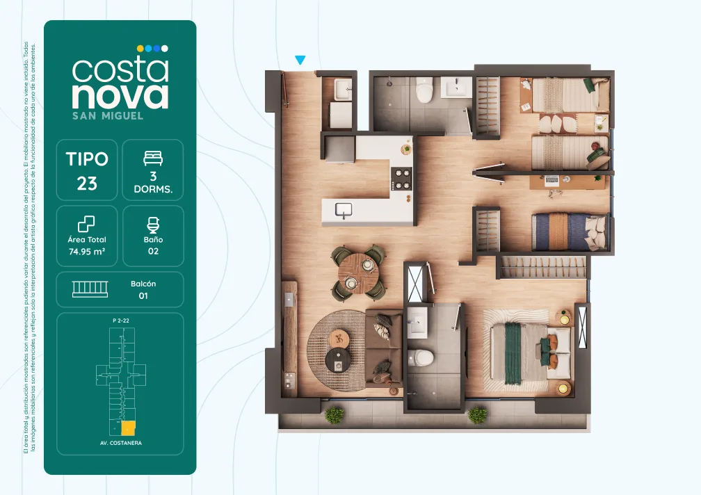 Modelo 23 · Pisos 1 al 21