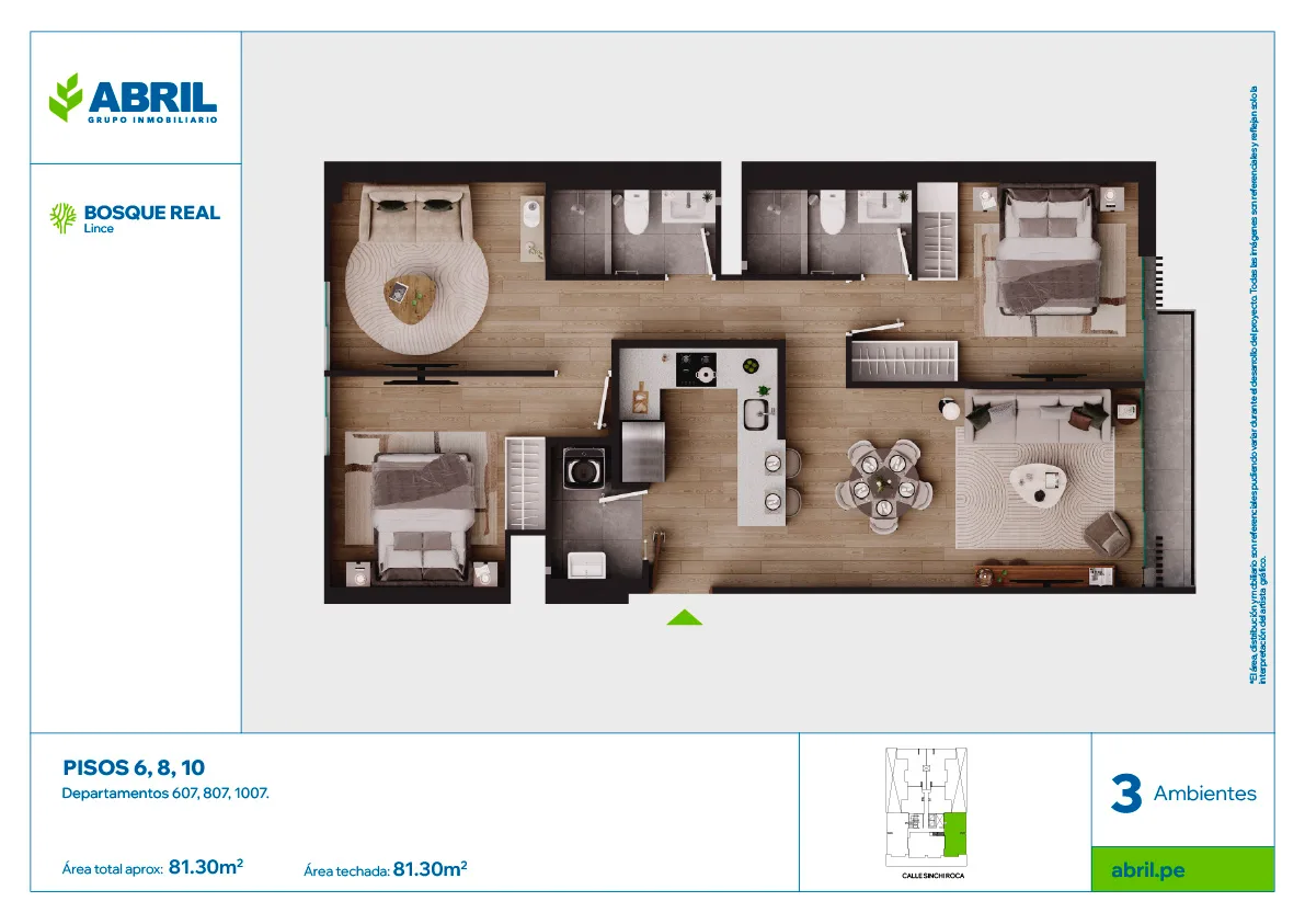 Modelo DPTO-607-807-1007 · Pisos 6 y 8