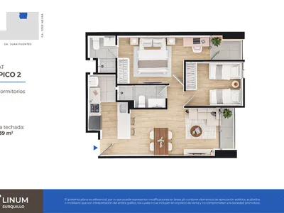 Departamento 2 dorm. 55.39 m²