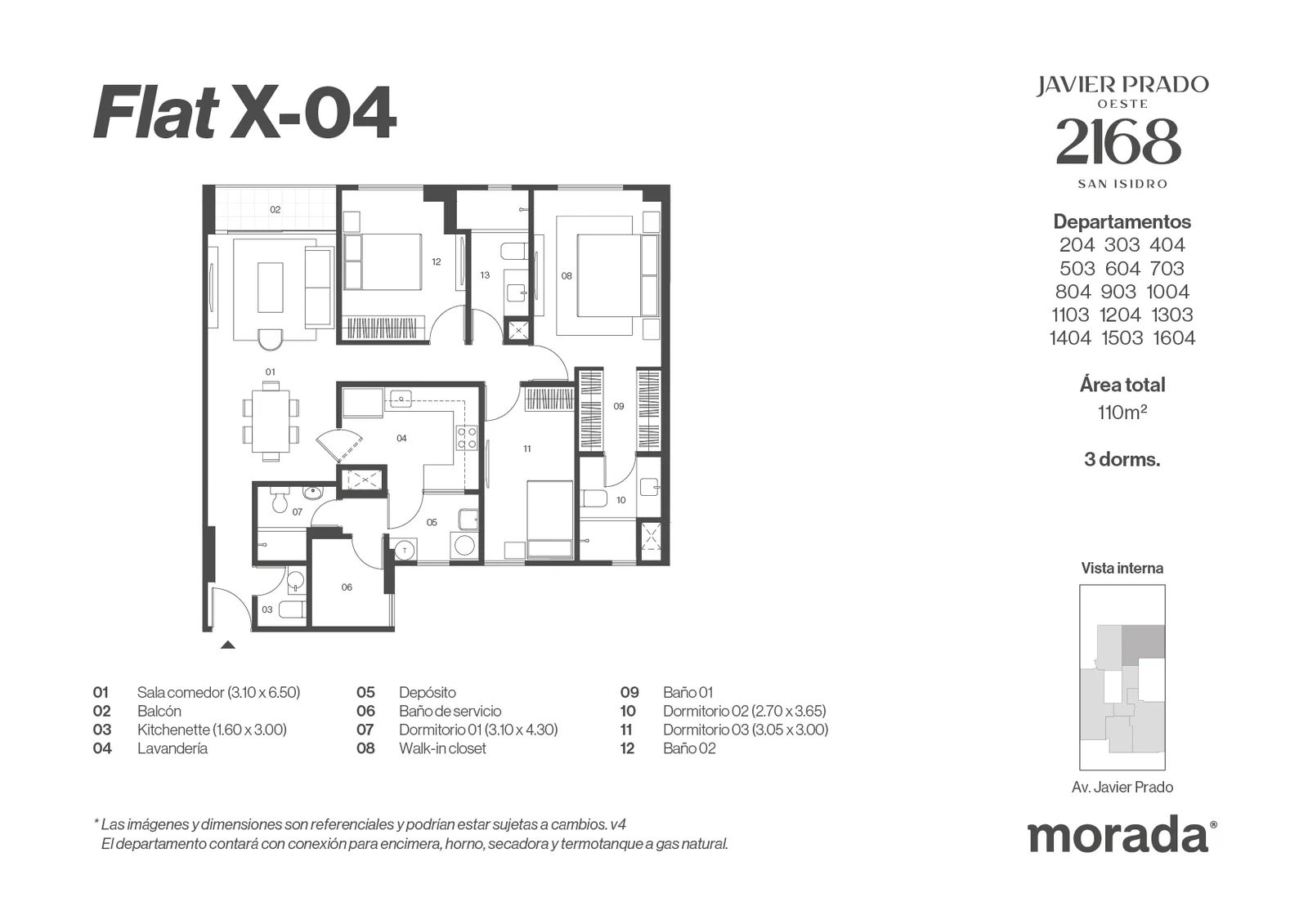 Modelo X-04 · Pisos 2 al 16