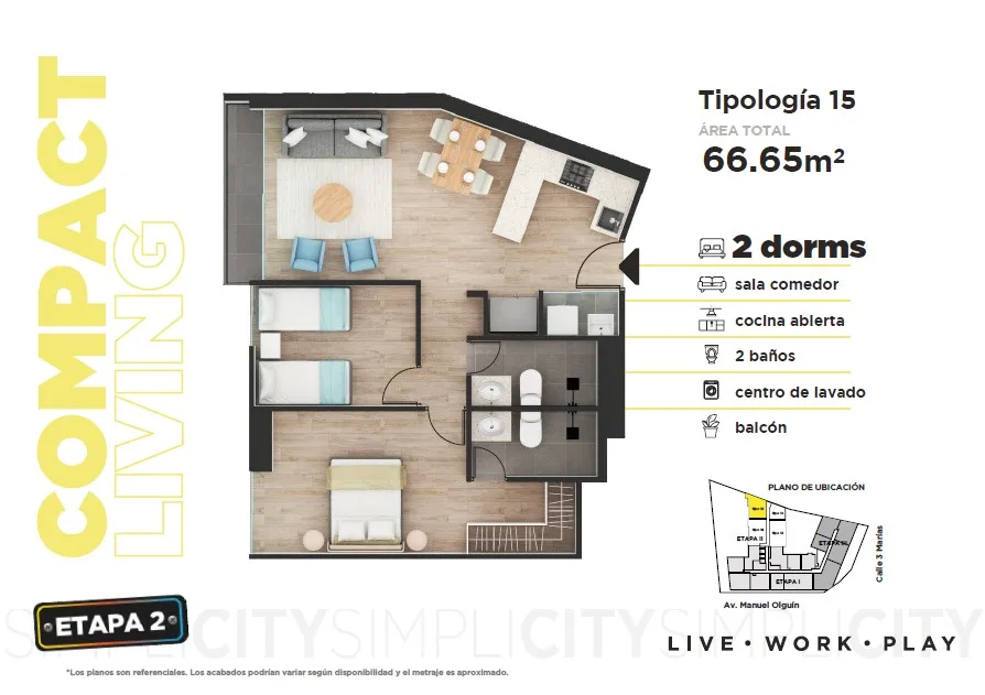 Modelo TIPO 15 · Pisos 5 al 22