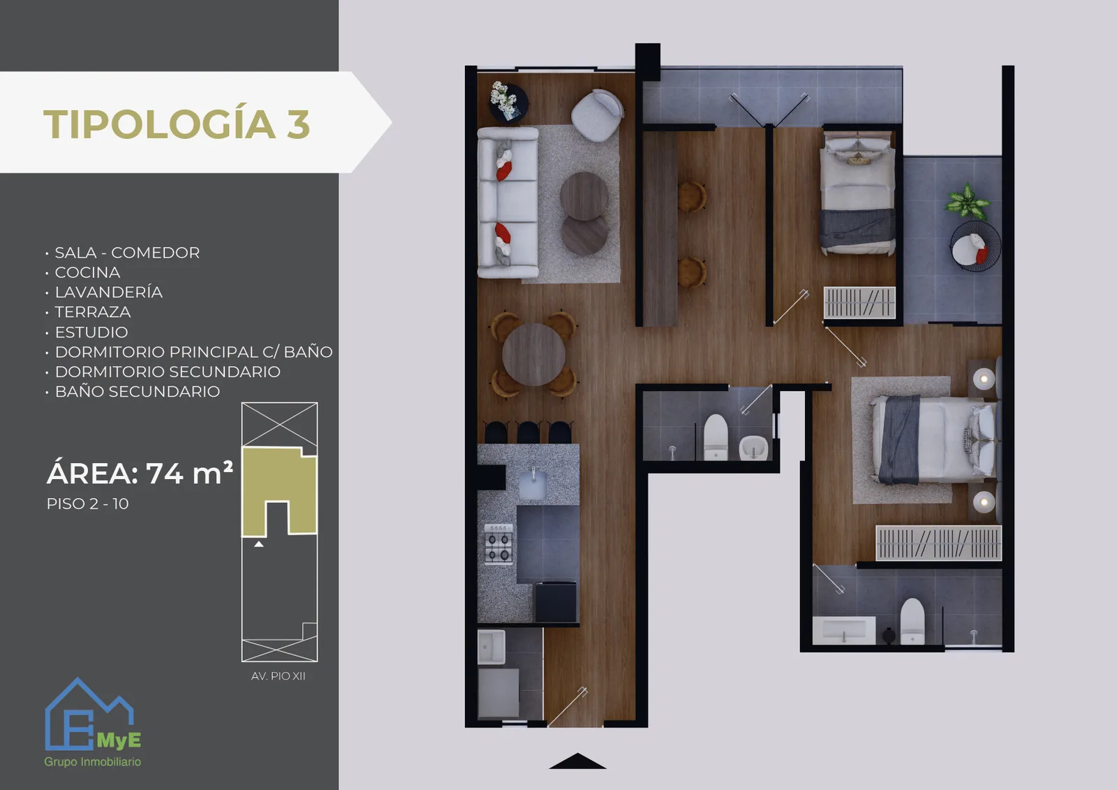 Modelo 3 · Pisos 3 al 10