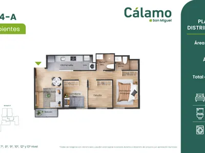 Departamento 3 dorm. 63.09 m²