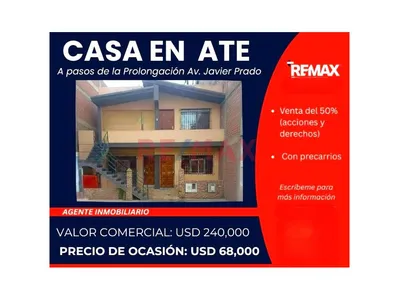 Oportunidad: Casa Cerca A Prolongacion Javier Prado En Ate