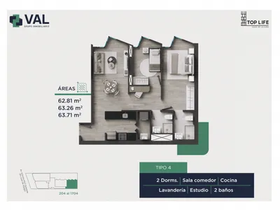 Modelo TIPO 4 · Pisos 2 al 17