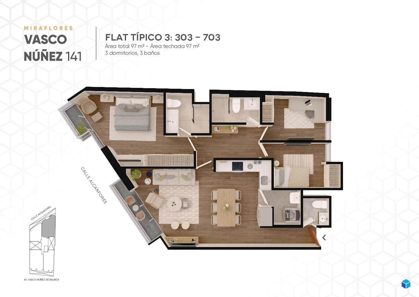Modelo Flat Típico 3 · Pisos 3 y 4