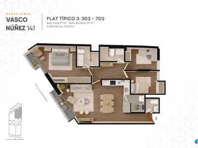 Modelo Flat Típico 3 · Pisos 3 y 4