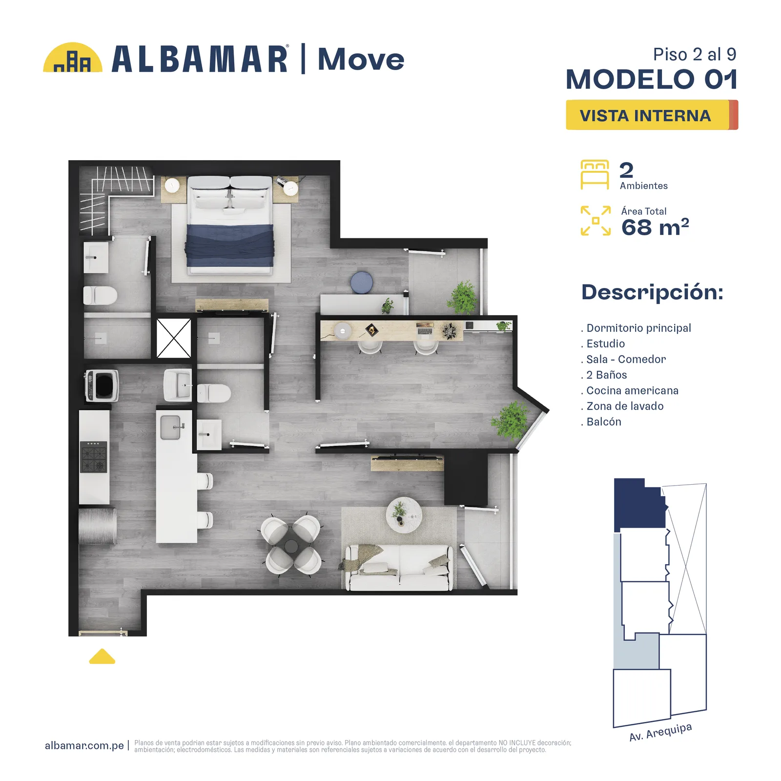 Modelo Modelo 1 · Pisos 2 al 9