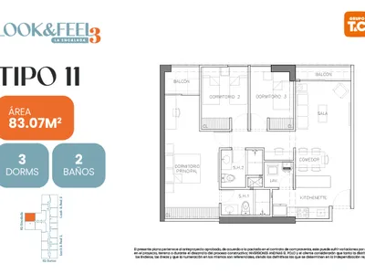 Departamento 3 dorm. 83.07 m²