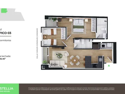 Modelo Flat Típico 03 · Pisos 2 al 21