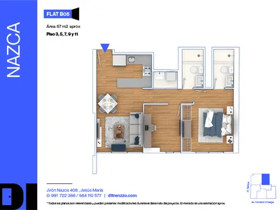 Departamento 2 dorm. 57.17 m²