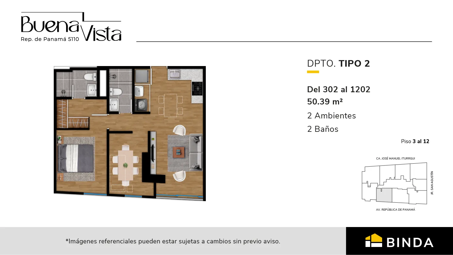 Modelo TIPO 2 · Pisos 3 al 12