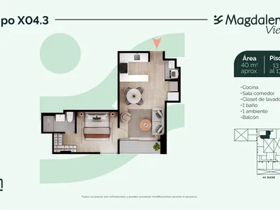Modelo X04.3 · Pisos 13, 14, 15, 16, 17