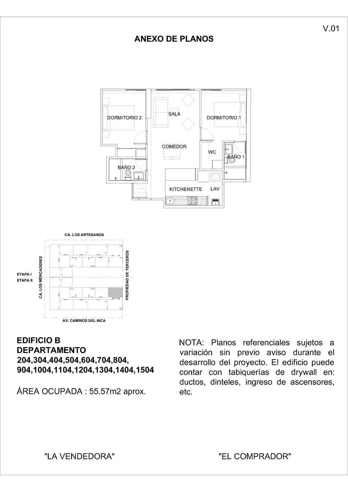 Modelo 2 Dormitorios + Kitchenette (Mariposa)