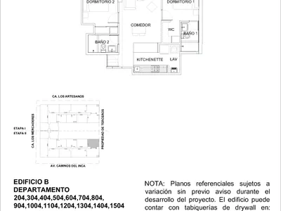 Modelo 2 Dormitorios + Kitchenette (Mariposa)