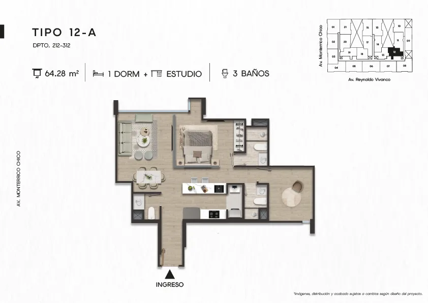 Modelo TIPO 12-A · Pisos 2 y 3