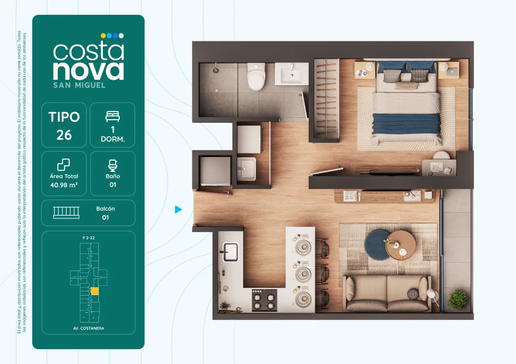 Modelo 26 · Pisos 2 al 22