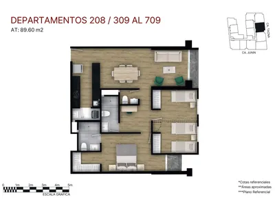 Departamento 3 dorm. 89.6 m²