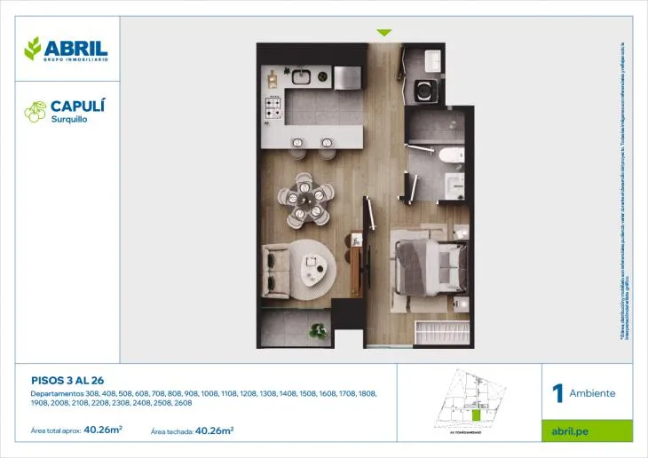 Modelo CAP-308AL2608_V1 · Pisos 3 al 26