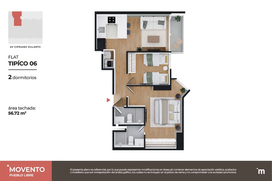 Modelo Flat Típico 06 · Pisos 4 al 18