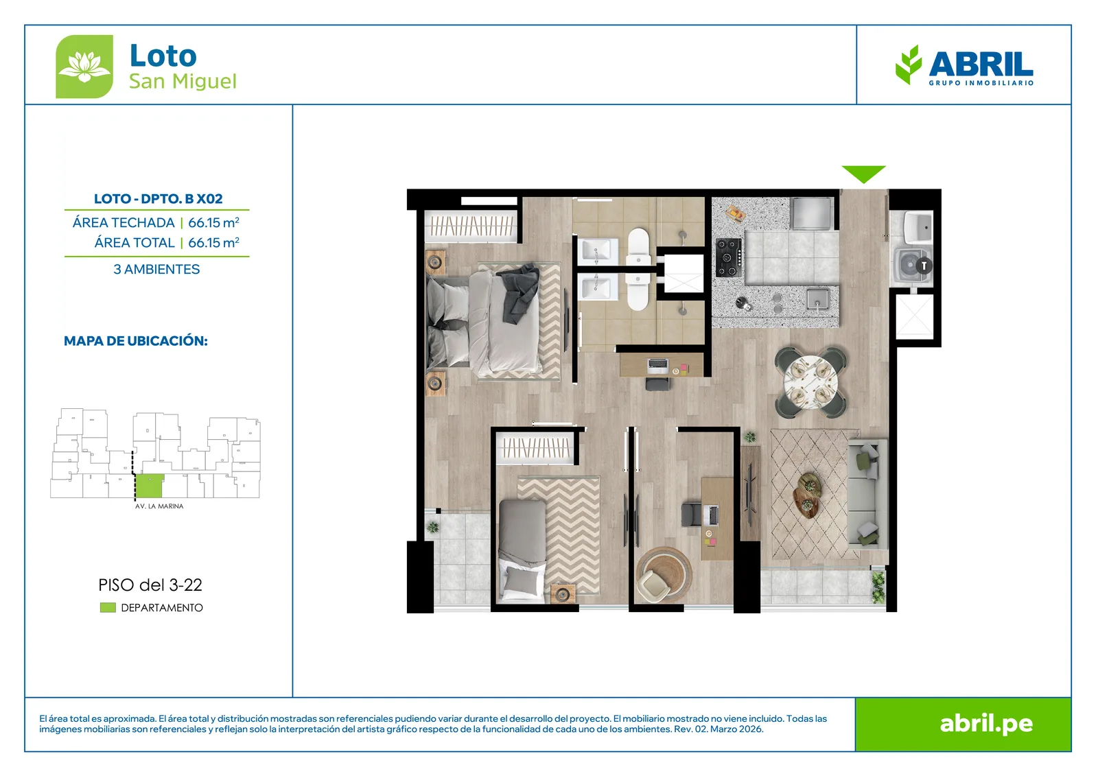 Modelo LOT-2-X02 · Pisos 4 al 22