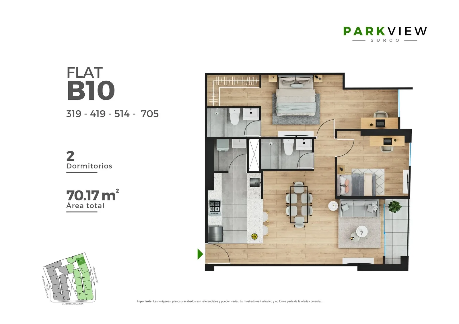 Modelo B 10 · Pisos 3, 5, 7