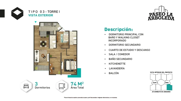 Modelo I-Tipo 3 · Pisos 1, 8, 9, 10, 11