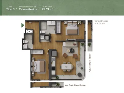 Modelo X03I · Pisos 3, 5, 7