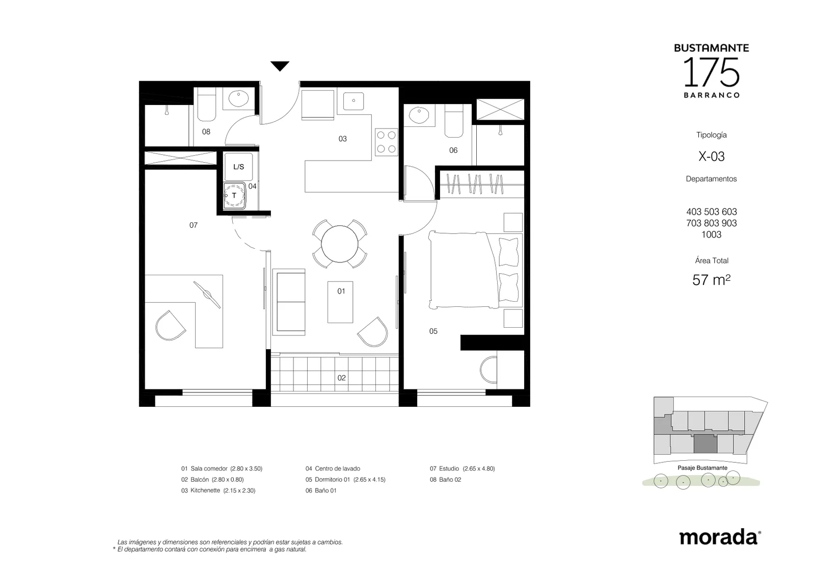 Modelo X-03 · Pisos 4, 6, 7, 8