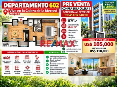 Lindo Proyecto En La Calera De La Merced Ii - Departamento 602 Área 51.67 M2