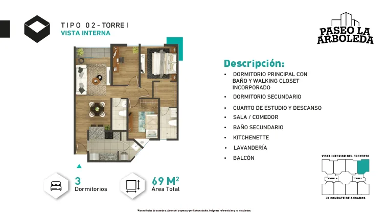 Modelo I-Tipo 2 · Pisos 1, 3, 5, 6
