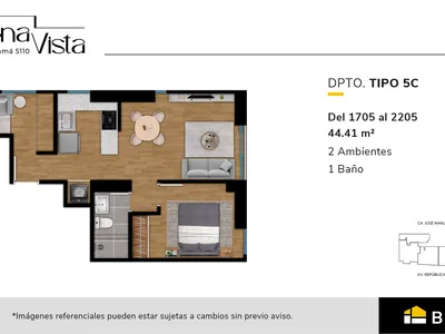 Modelo TIPO 5-C · Pisos 18, 19, 21, 22