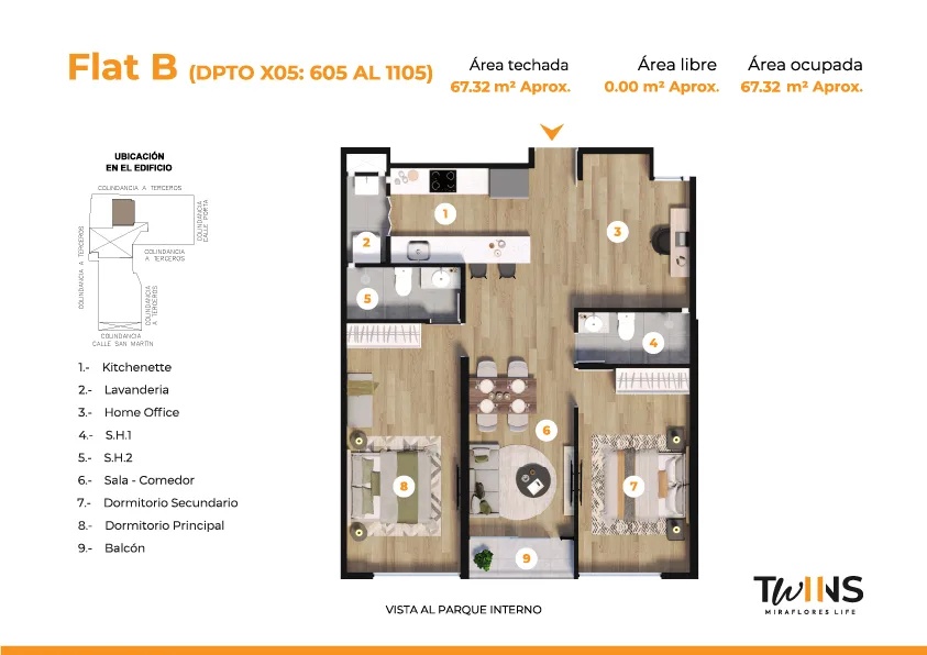 Modelo FLAT X05-3 · Pisos 6 al 12