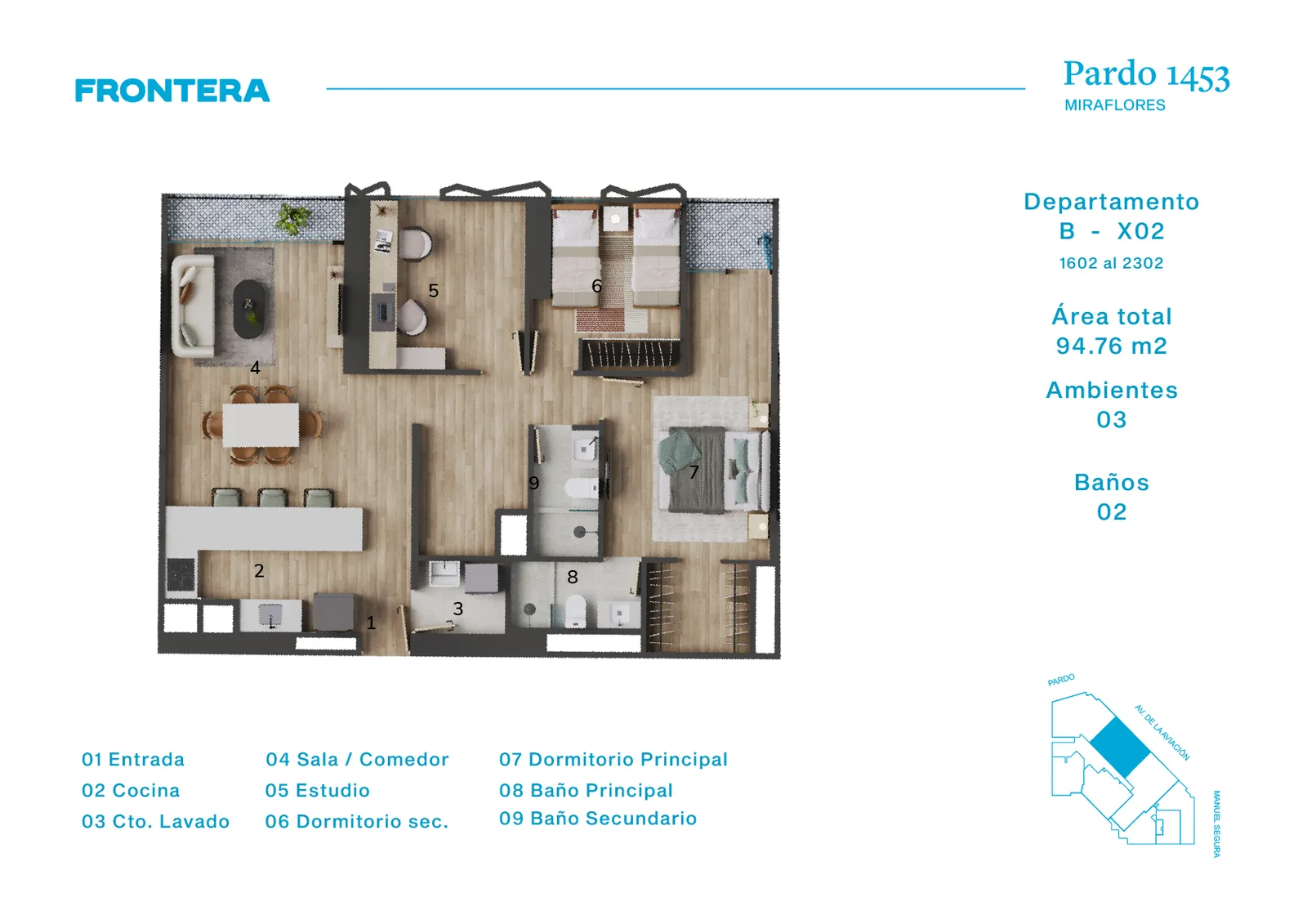 Modelo BX2 · Pisos 17 al 23
