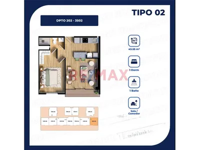 Departamento en venta · Av. Tomás Marsano 2379, Surquillo · 44 m², 1 dorm.