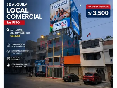 🔥 Alquiler De Local Comercial En Av. Ex Bertello - Callao Cerca Al Tottus.