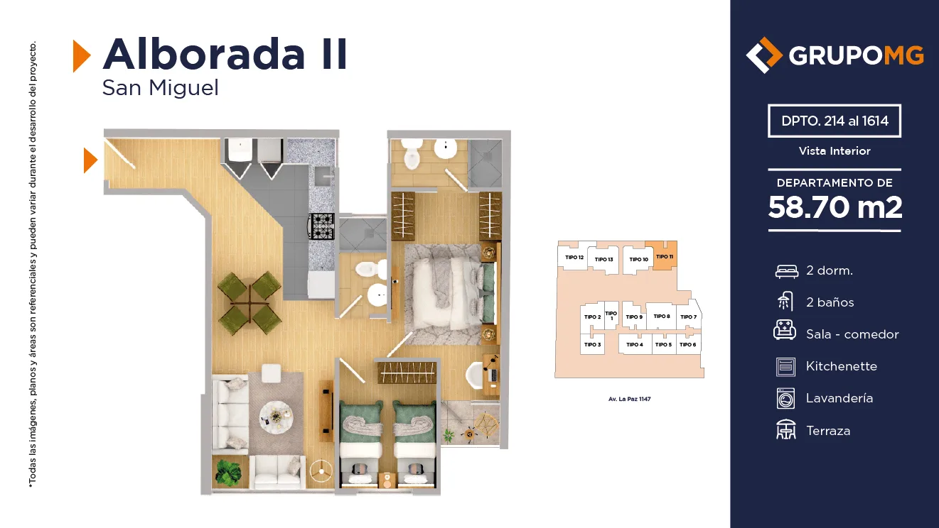 Modelo 14 · Pisos 2 y 3