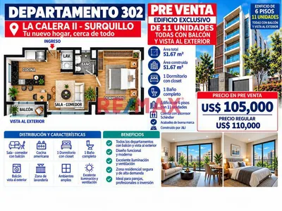 Lindo Proyecto En La Calera De La Merced Ii - Departamento 302 Área 51.67 M2