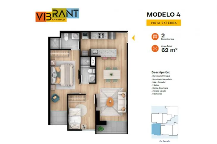 Modelo 4 · Pisos 3, 6, 15, 16