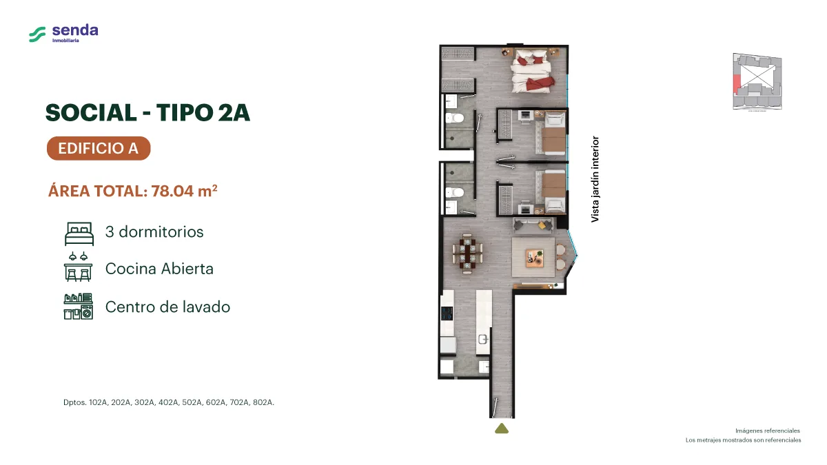 Modelo TIPO 2A · Pisos 1, 5, 6, 7, 8