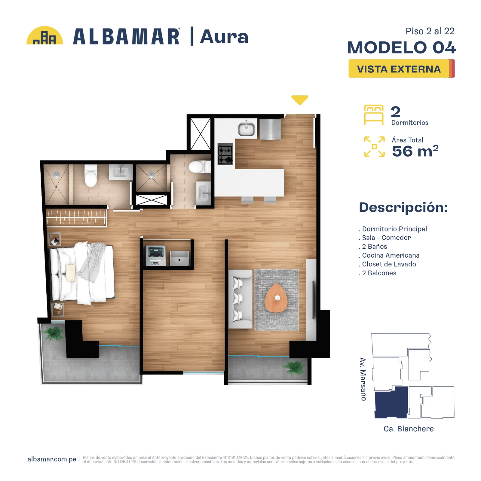 Modelo TIPO 4D · Pisos 2 al 9