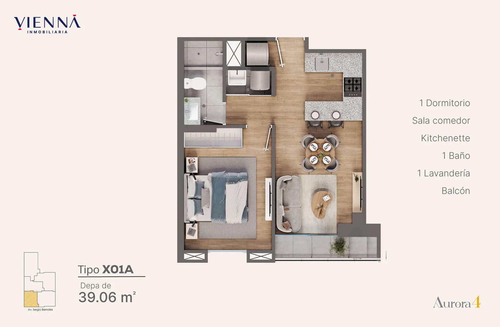 Modelo Tipo X01A · Pisos 4 y 14