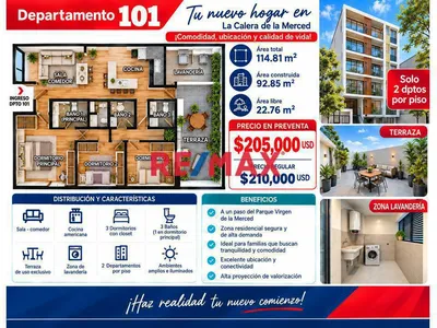 Lindo Proyecto En La Calera De La Merced Ii - Departamento 101 Área 114.81 M2