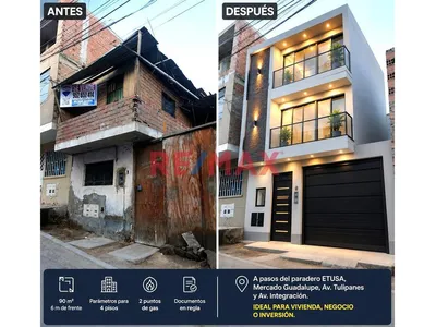 🔥 Terreno En Ubicación Estratégica En Huáscar (A Pasos Del Paradero De La 52  Y Del Mercado Huadalupe) | Ideal Para Vivienda Y Negocio - 90M2